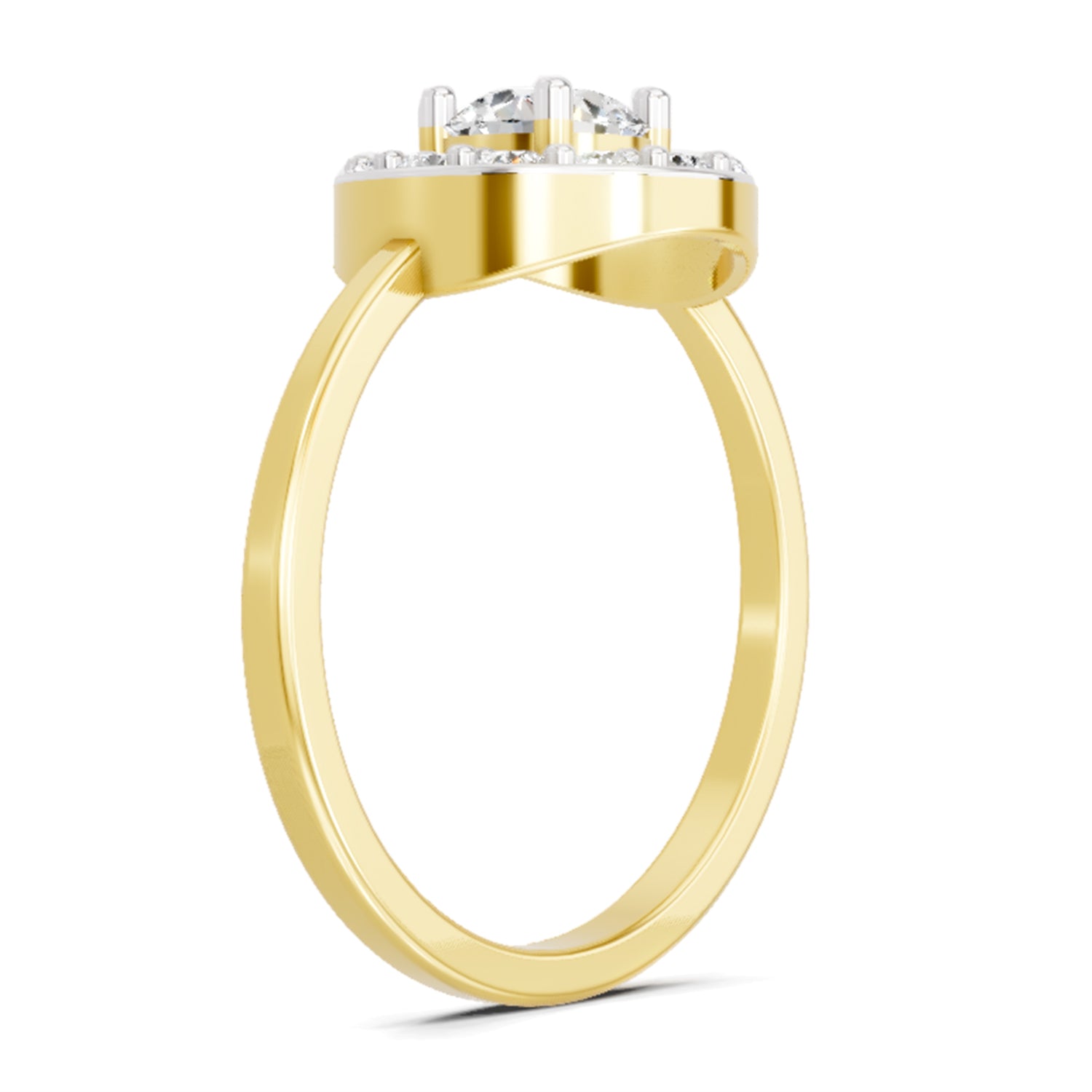 0.85 Ct Round Halo 14K Yellow Gold