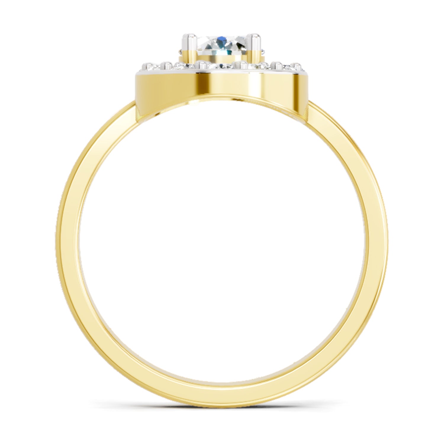 0.85 Ct Round Halo 14K Yellow Gold