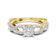 1 Carat Round Shape Diamond | 925 Sterling Silver Gold Plated Infinity Ring