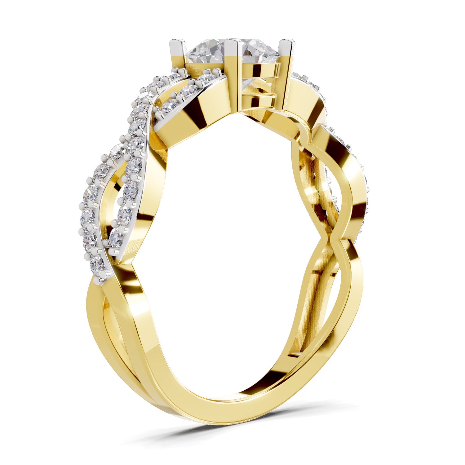1 Carat Round Shape Diamond | 925 Sterling Silver Gold Plated Infinity Ring