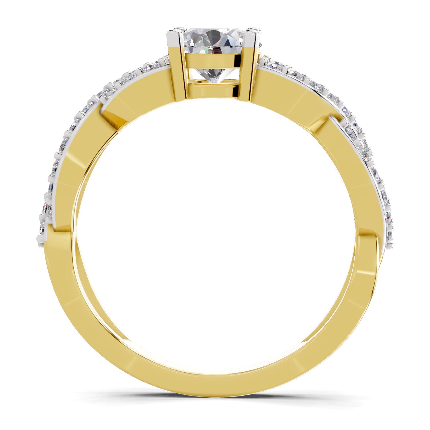 1 Carat Round Shape Diamond | 925 Sterling Silver Gold Plated Infinity Ring