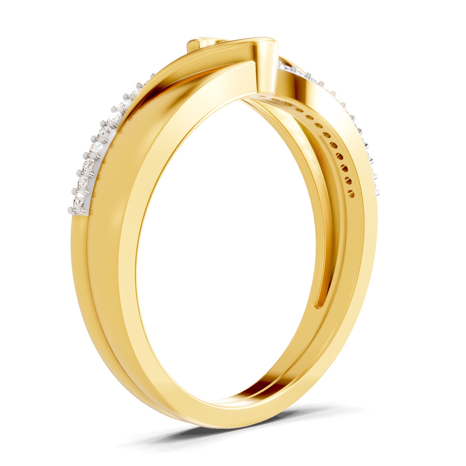0.37 Carat  | 925 Sterling Silver Gold Plated Band Ring