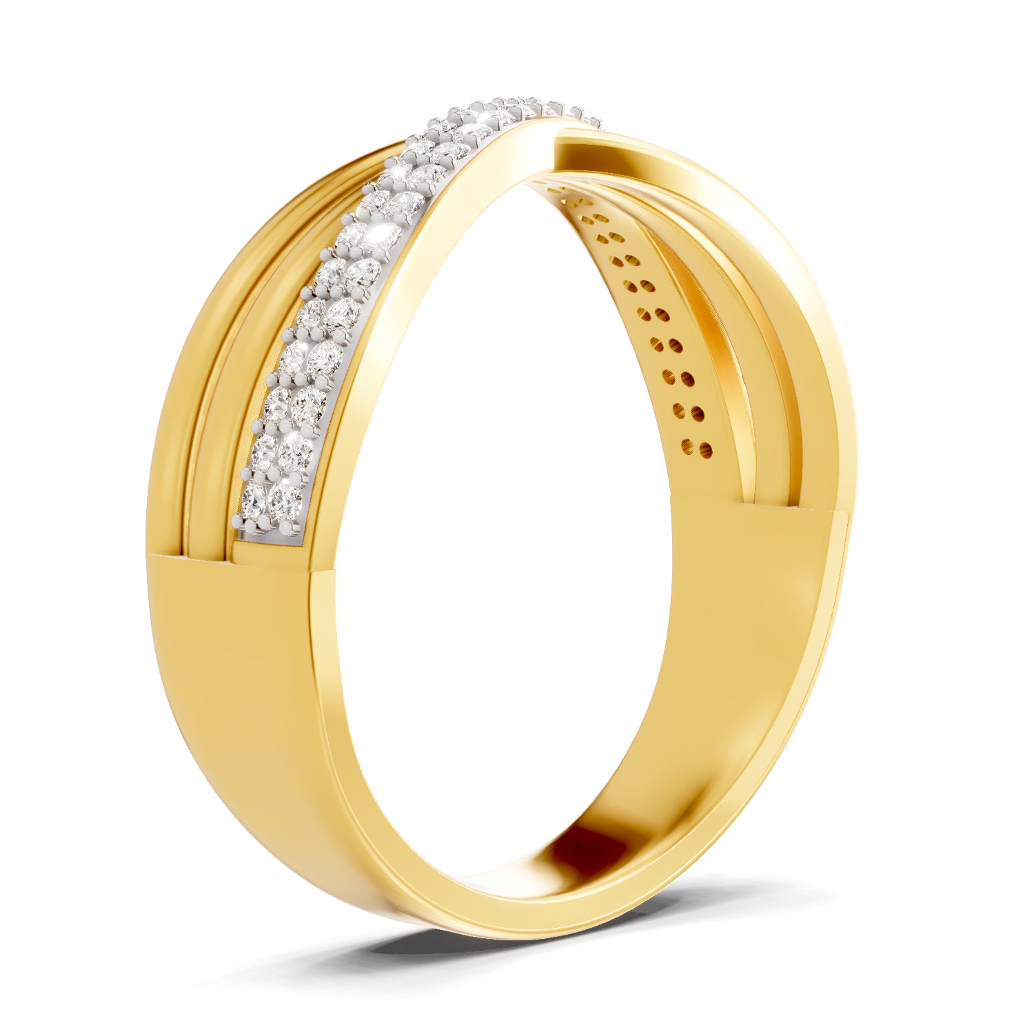 0.27 Carat  | 925 Sterling Silver Gold Plated Band Ring