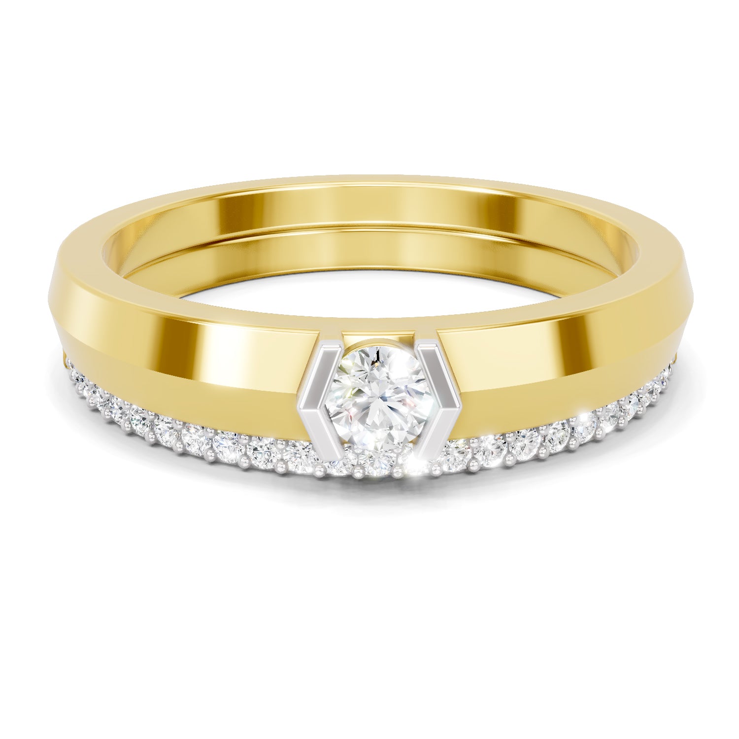 0.25 Carat  | 925 Sterling Silver Gold Plated Fashion Band Ring