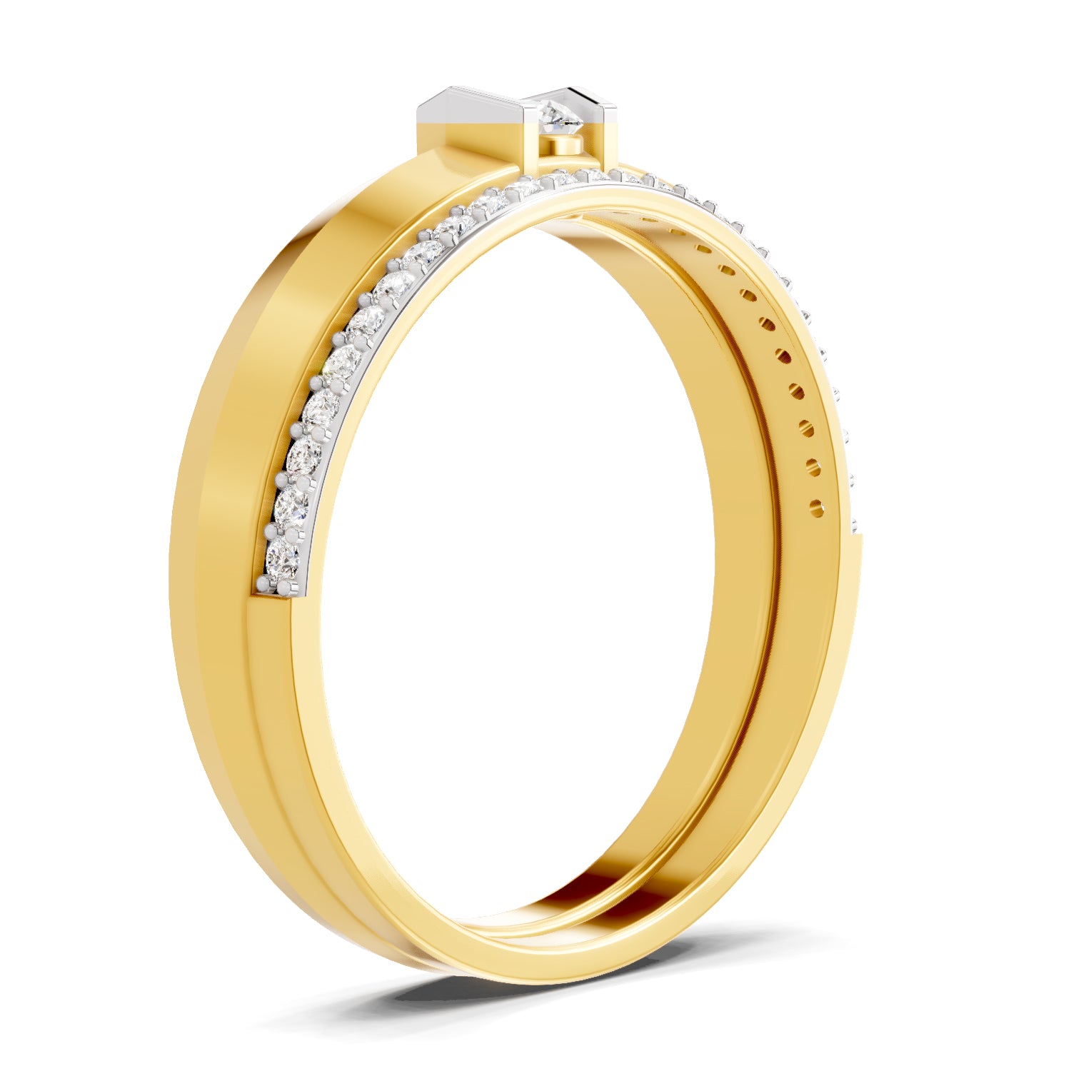 0.25 Carat  | 925 Sterling Silver Gold Plated Fashion Band Ring