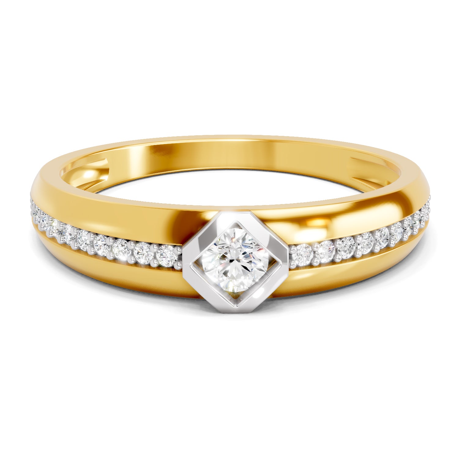 0.34 Carat  | 925 Sterling Silver Gold Plated Band Ring