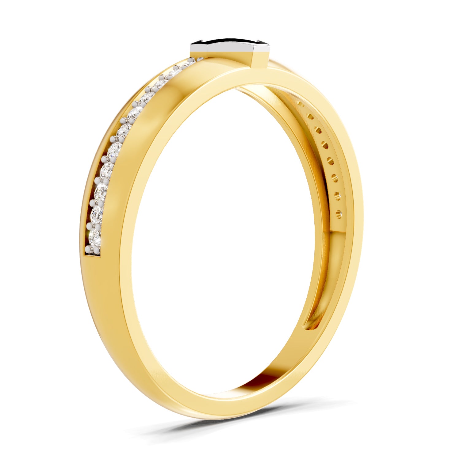 0.34 Carat  | 925 Sterling Silver Gold Plated Band Ring