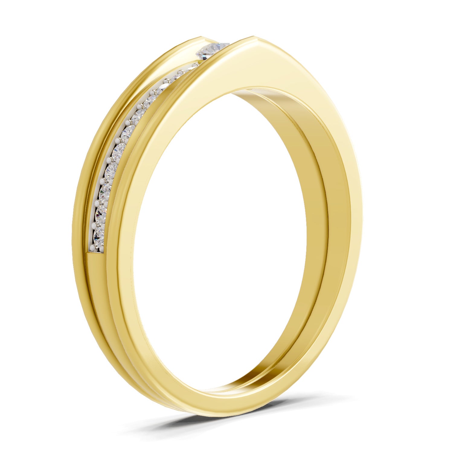0.27 Ct Round Shape | 925 Sterling Silver Gold Plated Band Ring