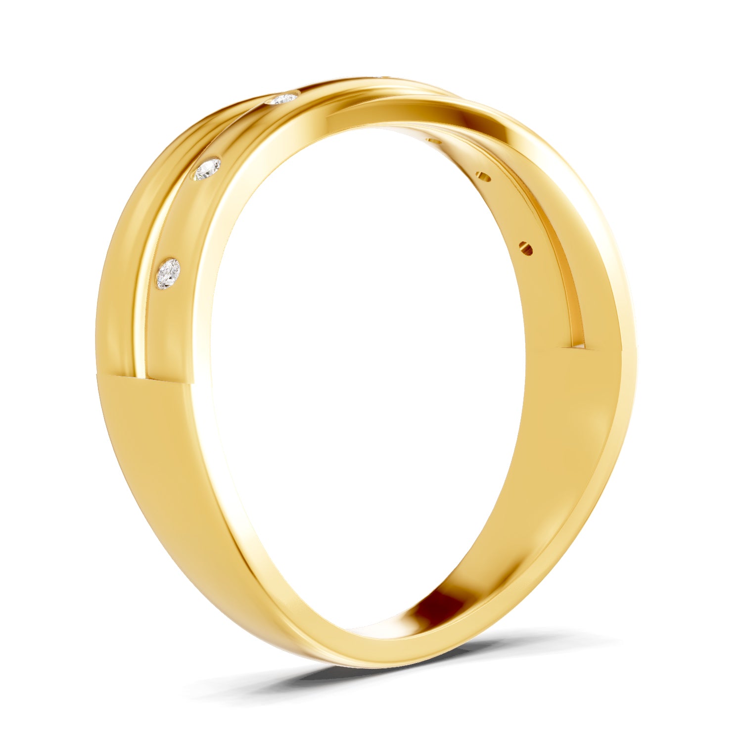 0.07 Carat  | 925 Sterling Silver Gold Plated Twisted Band Ring