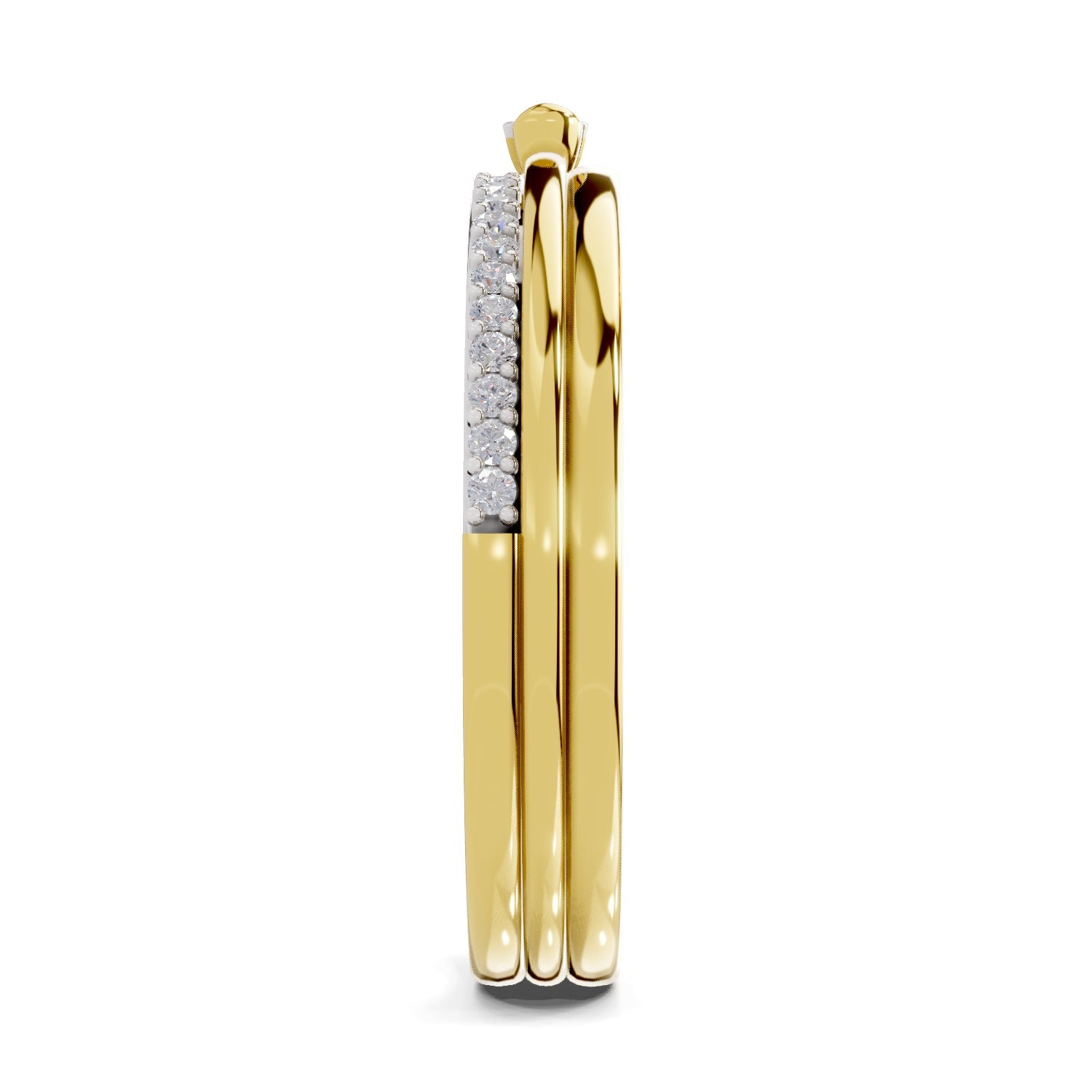 0.13 Ct Round Shape | 925 Sterling Silver Gold Plated Band Ring