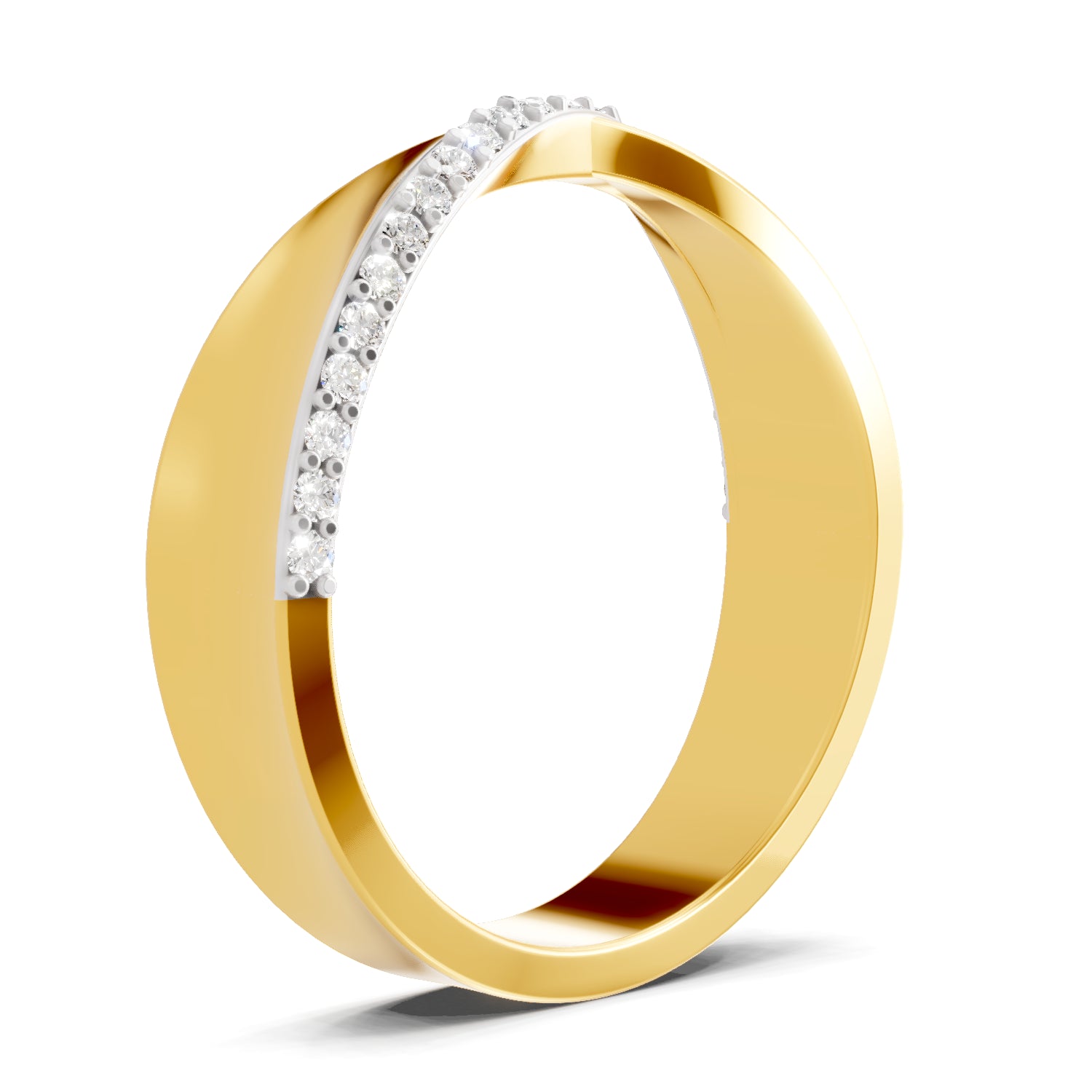 0.14 Carat| 925 Sterling Silver Gold Plated Crossover Ring (Size-5)