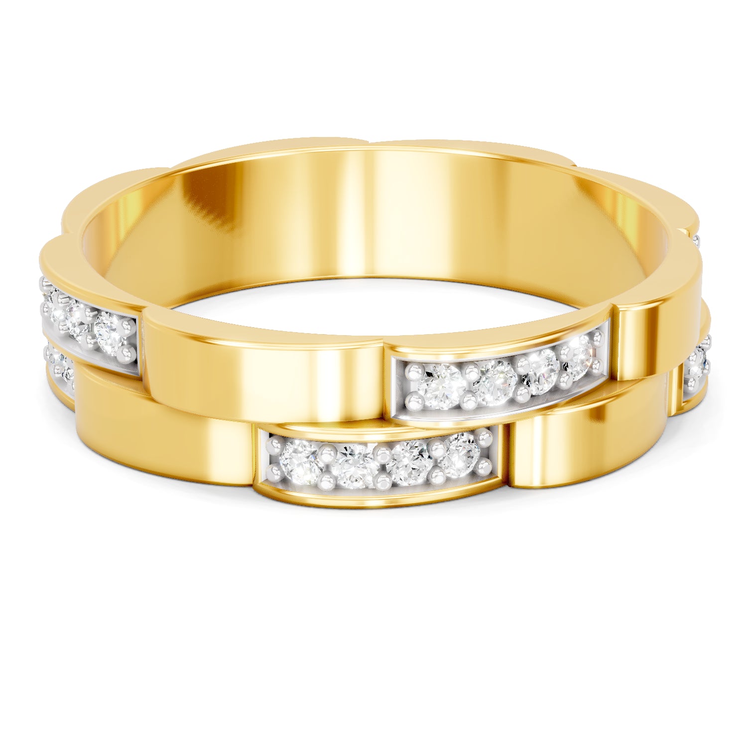 0.45 Carat| 925 Sterling Silver Gold Plated Pave Band Ring