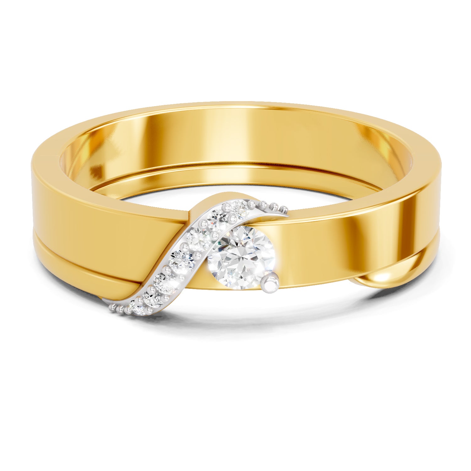0.15 Carat  | 925 Sterling Silver Gold Plated Band Ring