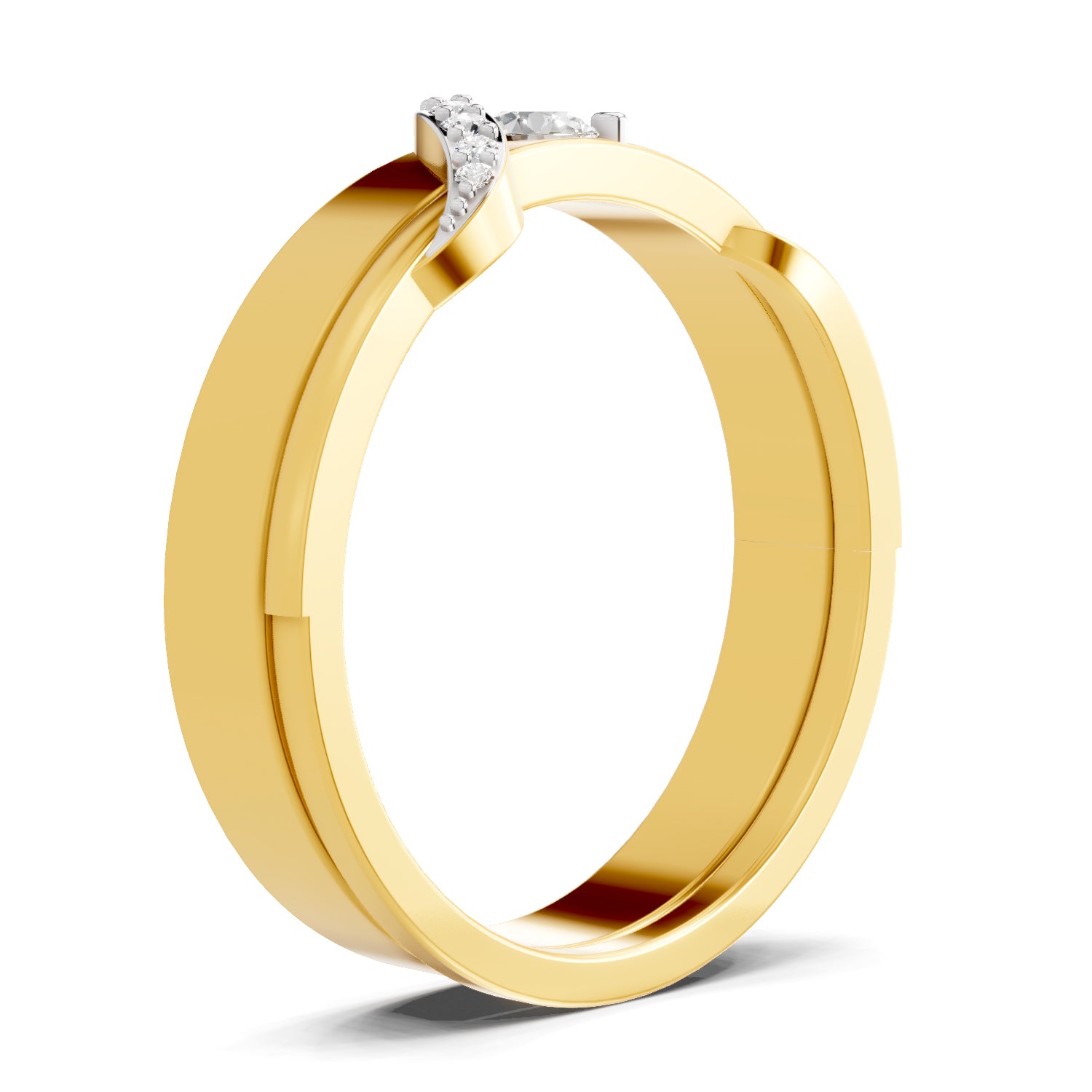 0.15 Carat  | 925 Sterling Silver Gold Plated Band Ring
