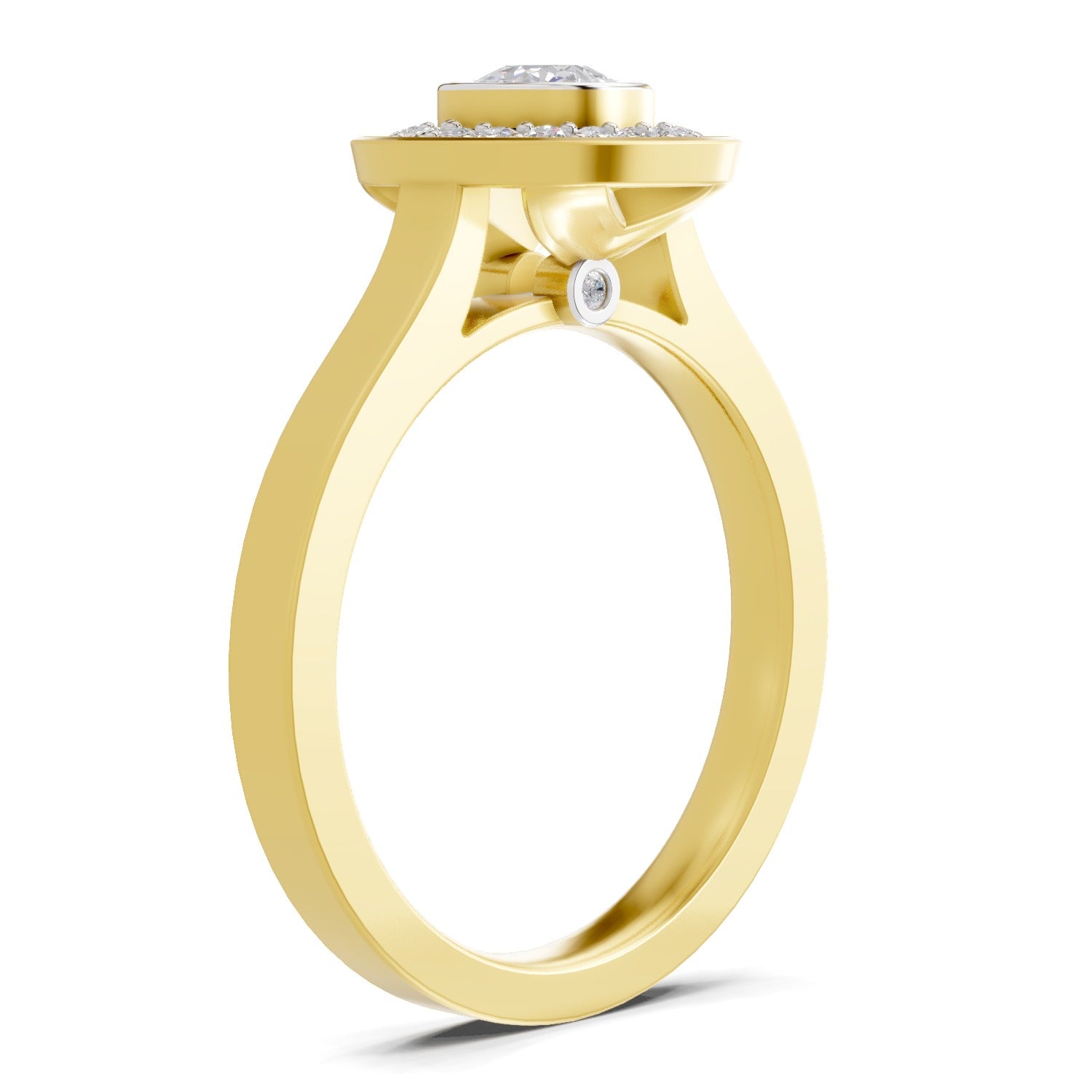 0.64 Carat Round Shape Diamond | 925 Sterling Silver Gold Plated Halo Ring
