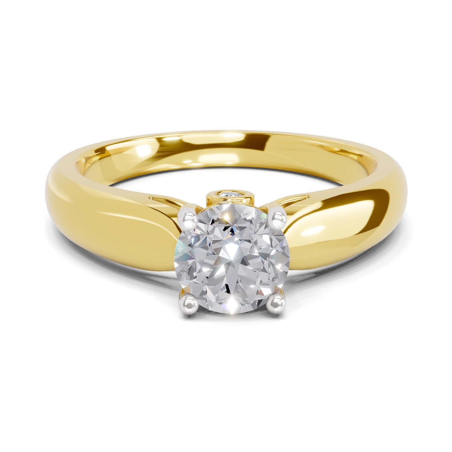 0.75 Carat Round Shape Diamond | 925 Sterling Silver Gold Plated Solitaire Ring