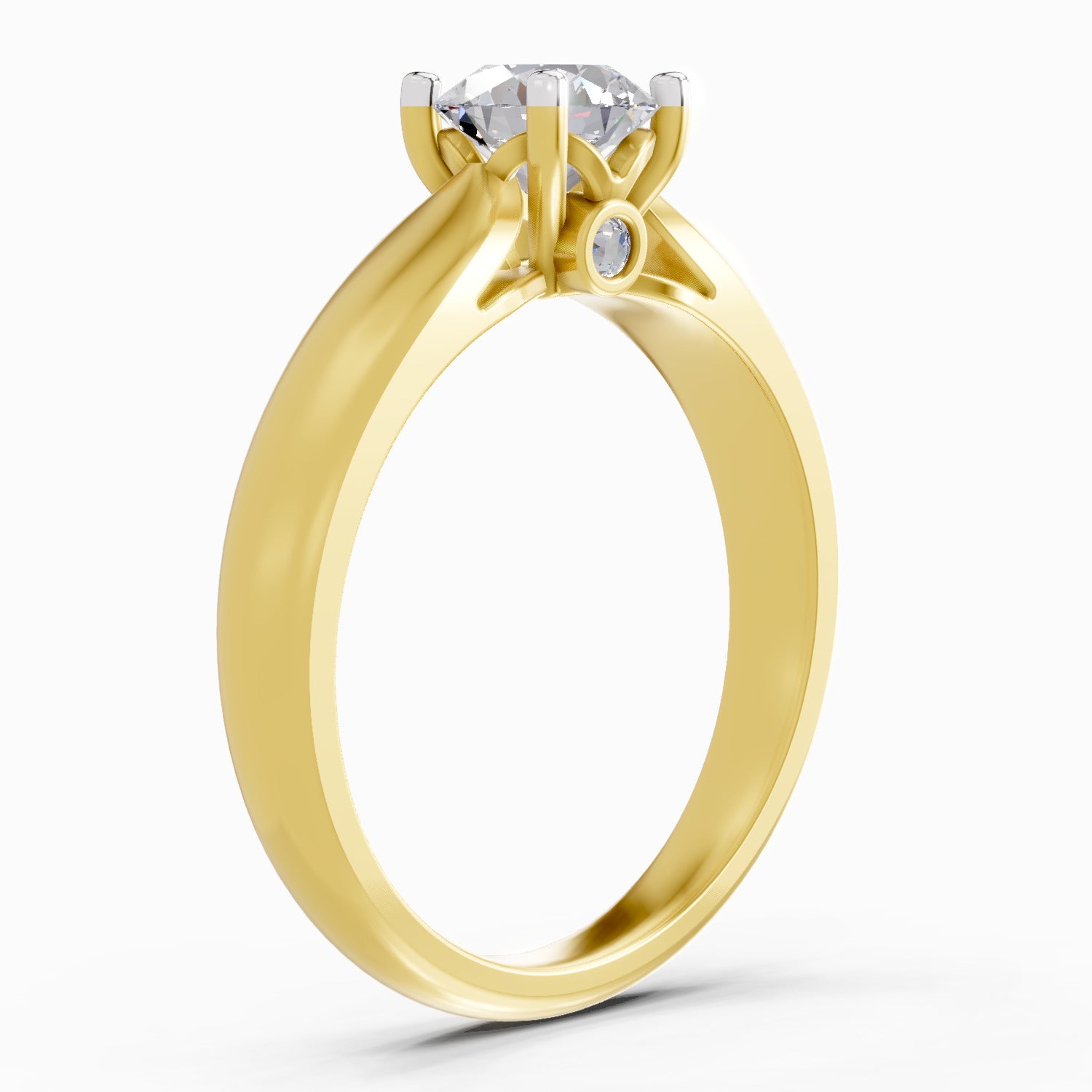 0.75 Carat Round Shape Diamond | 925 Sterling Silver Gold Plated Solitaire Ring