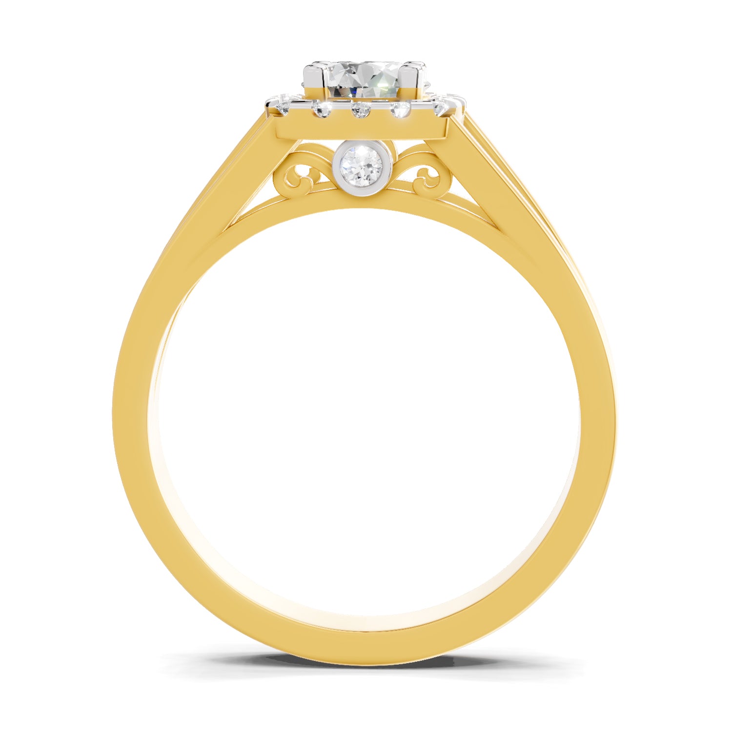 0.61 Carat  | 925 Sterling Silver Gold Plated Halo Ring