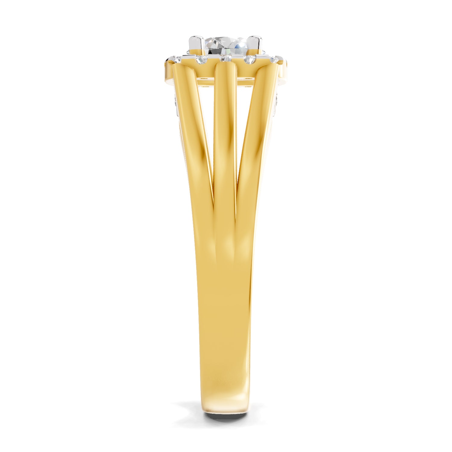 0.61 Carat  | 925 Sterling Silver Gold Plated Halo Ring