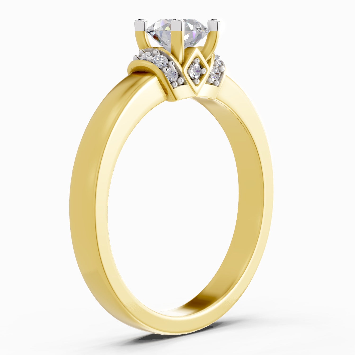 0.55 Carat Round Shape Diamond | 925 Sterling Silver Gold Plated Solitaire Ring