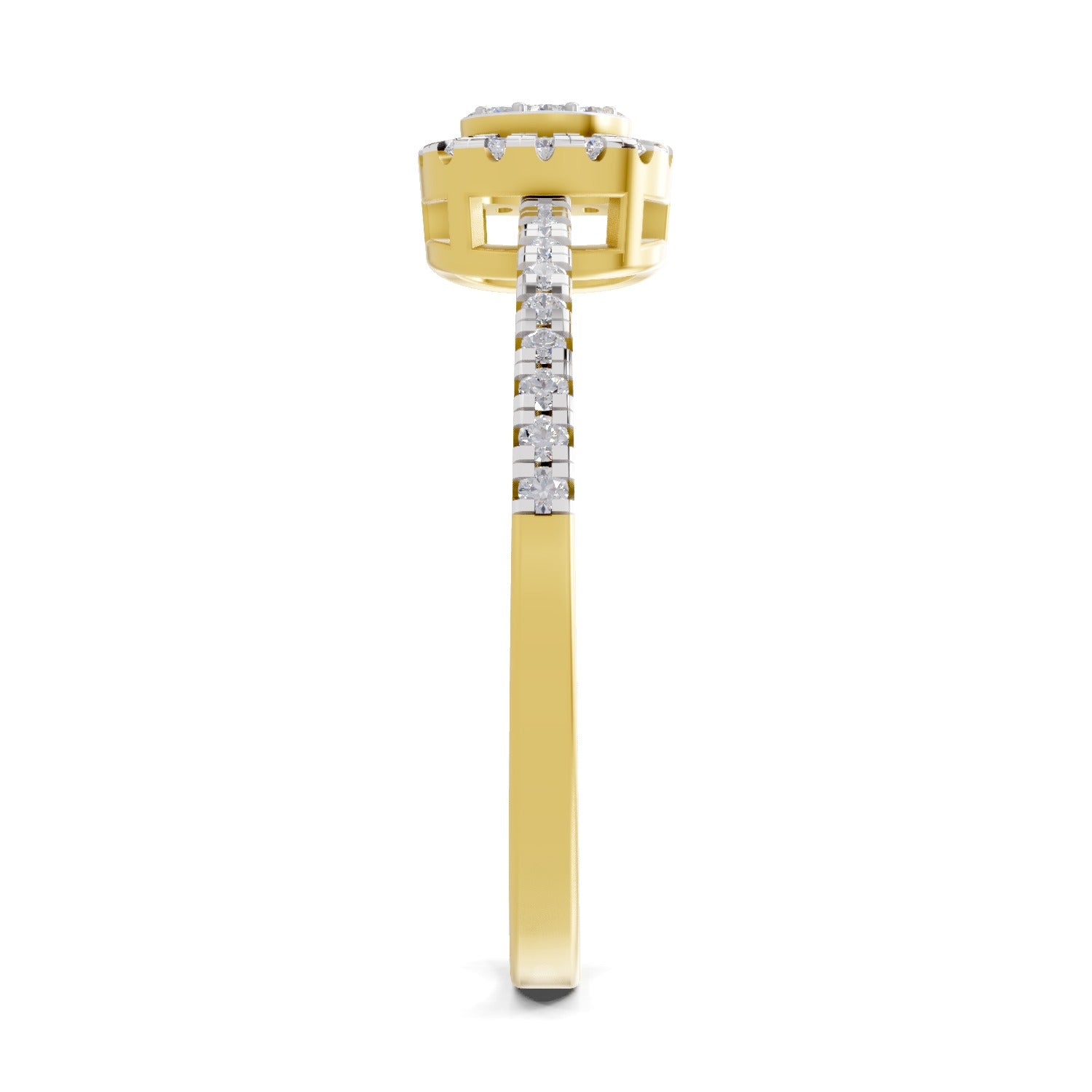 0.33 Ct Round Shape | 925 Sterling Silver Gold Plated Halo Ring