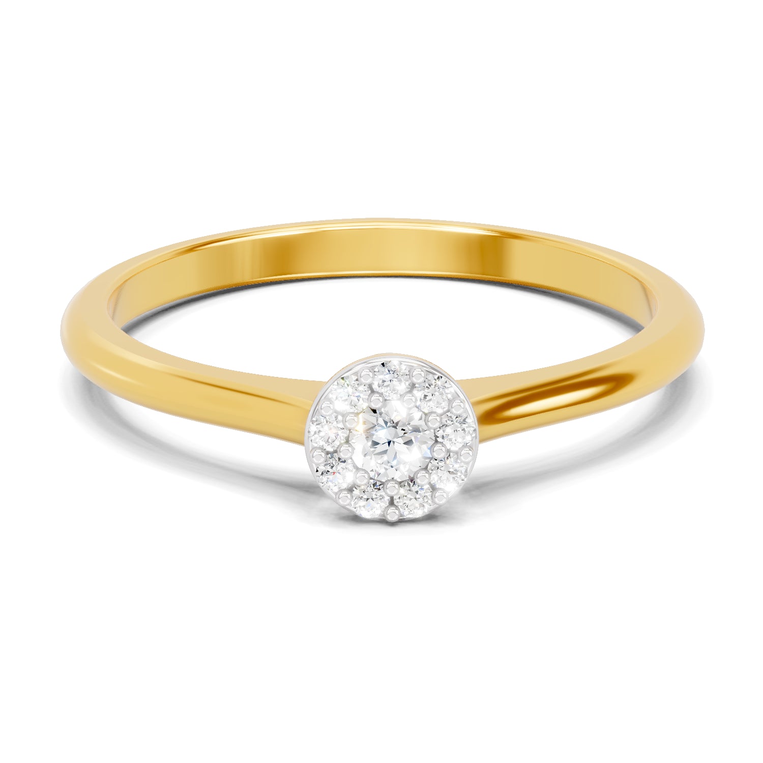 0.13 Carat| 925 Sterling Silver Gold Plated Halo Ring