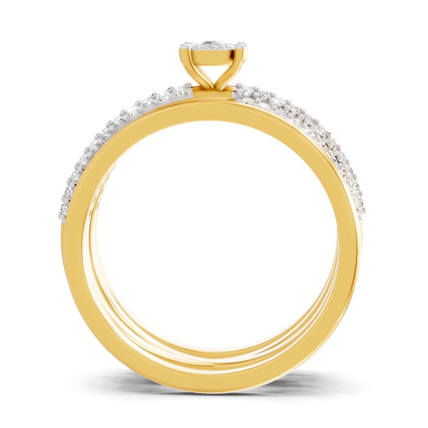 0.55 Carat| 925 Sterling Silver Gold Plated Fashion Criss Cross Ring (Size-5)