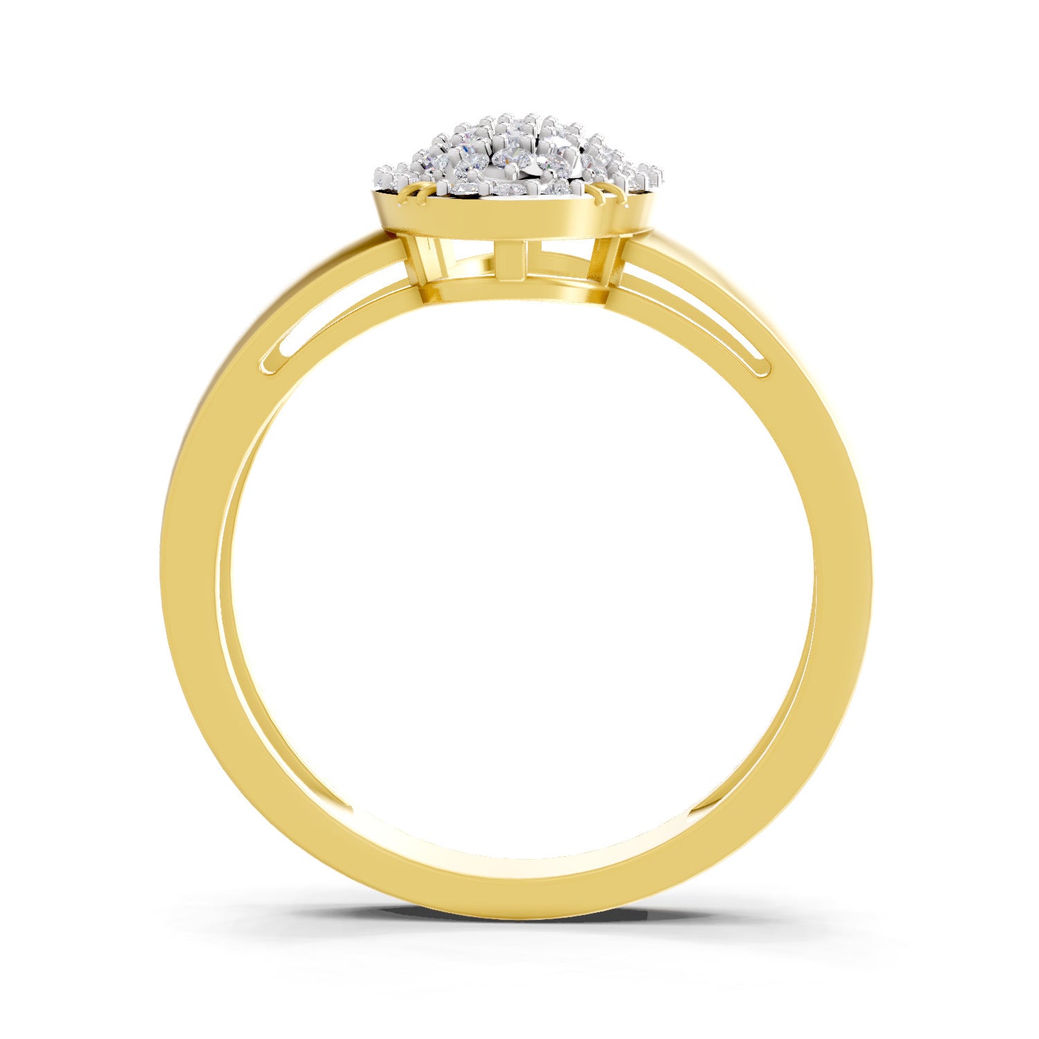 0.44 Carat  | 925 Sterling Silver Gold Plated Cluster Ring