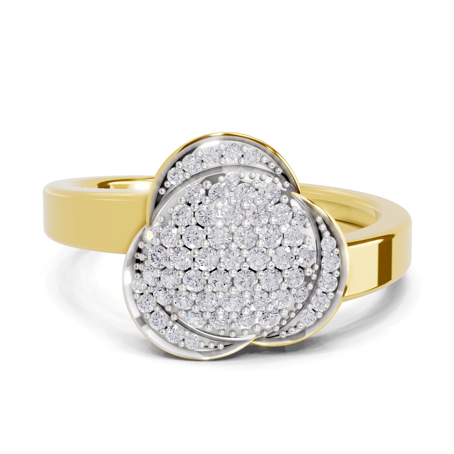0.46 Carat Round Shape Diamond | 925 Sterling Silver Gold Plated Cluster Ring