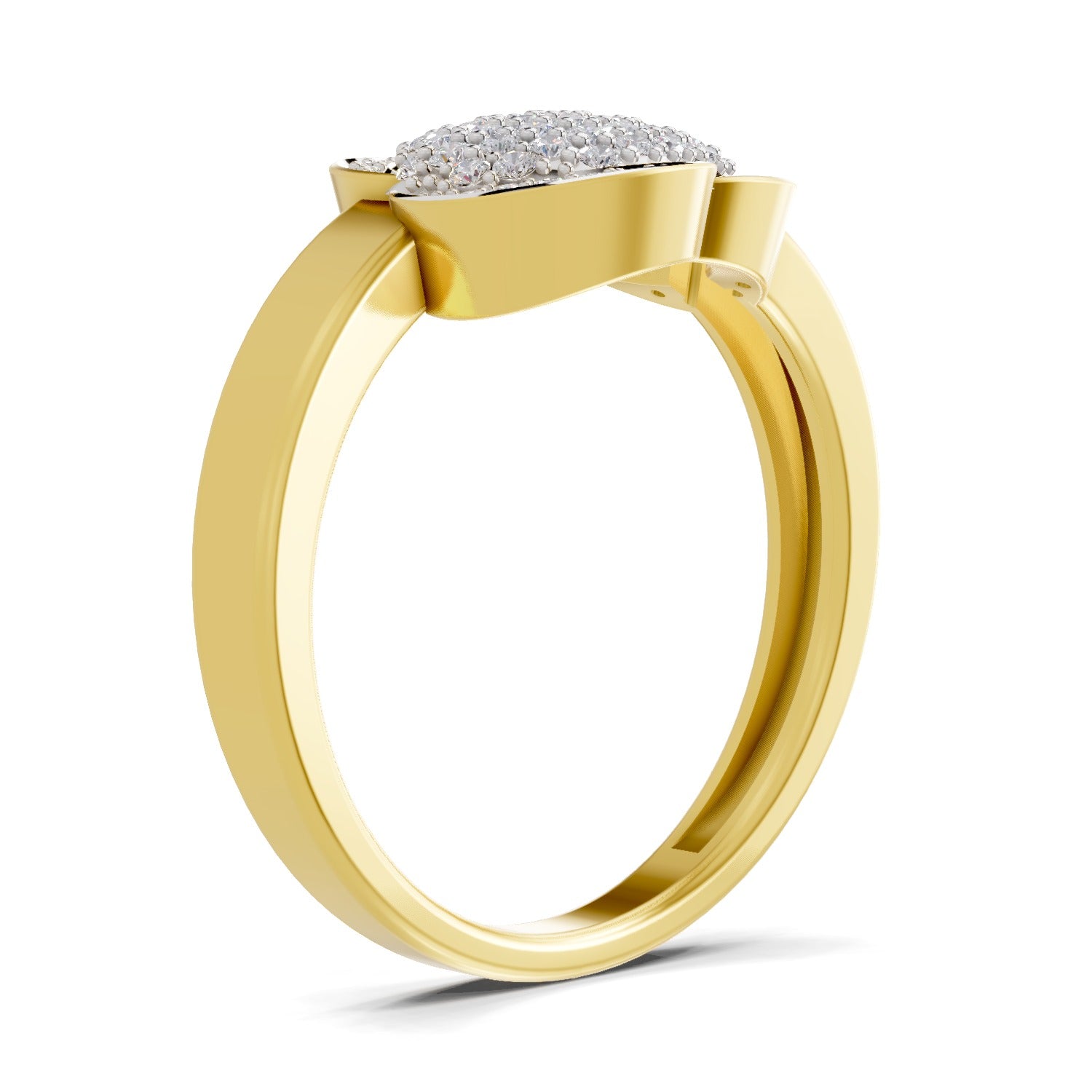0.46 Carat Round Shape Diamond | 925 Sterling Silver Gold Plated Cluster Ring