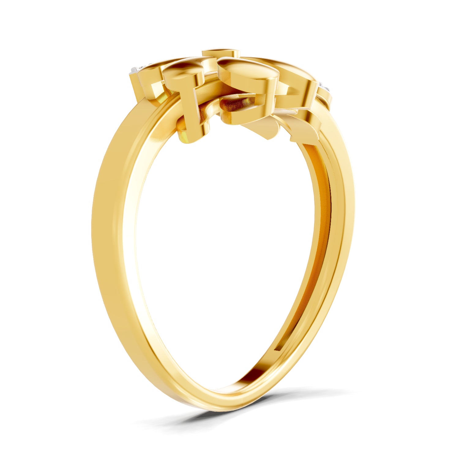 0.17 Carat| 925 Sterling Silver Gold Plated Asymmetrical Bloom Ring
