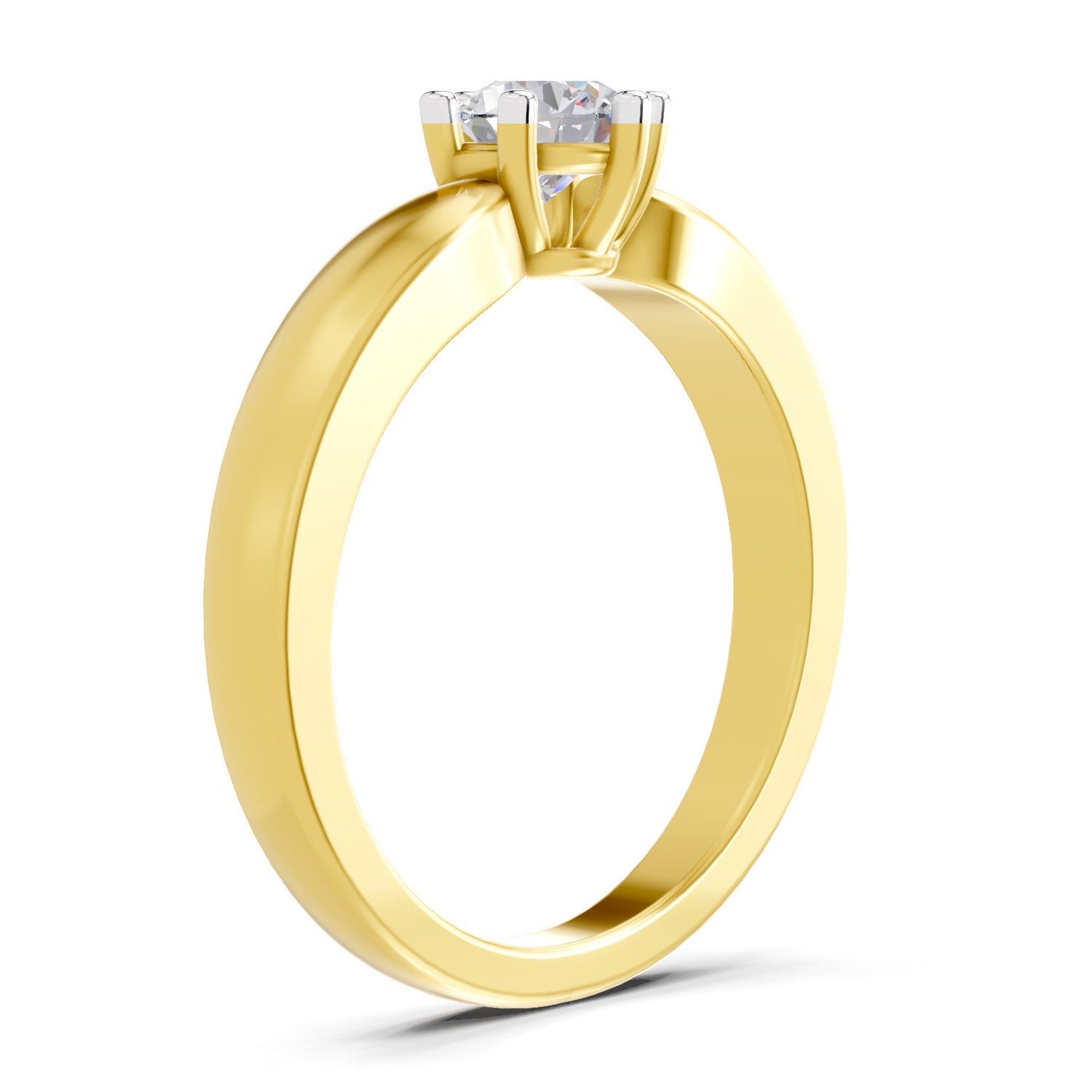 0.45 Carat Round Shape Diamond | 925 Sterling Silver Gold Plated 6 Prong Solitaire Ring