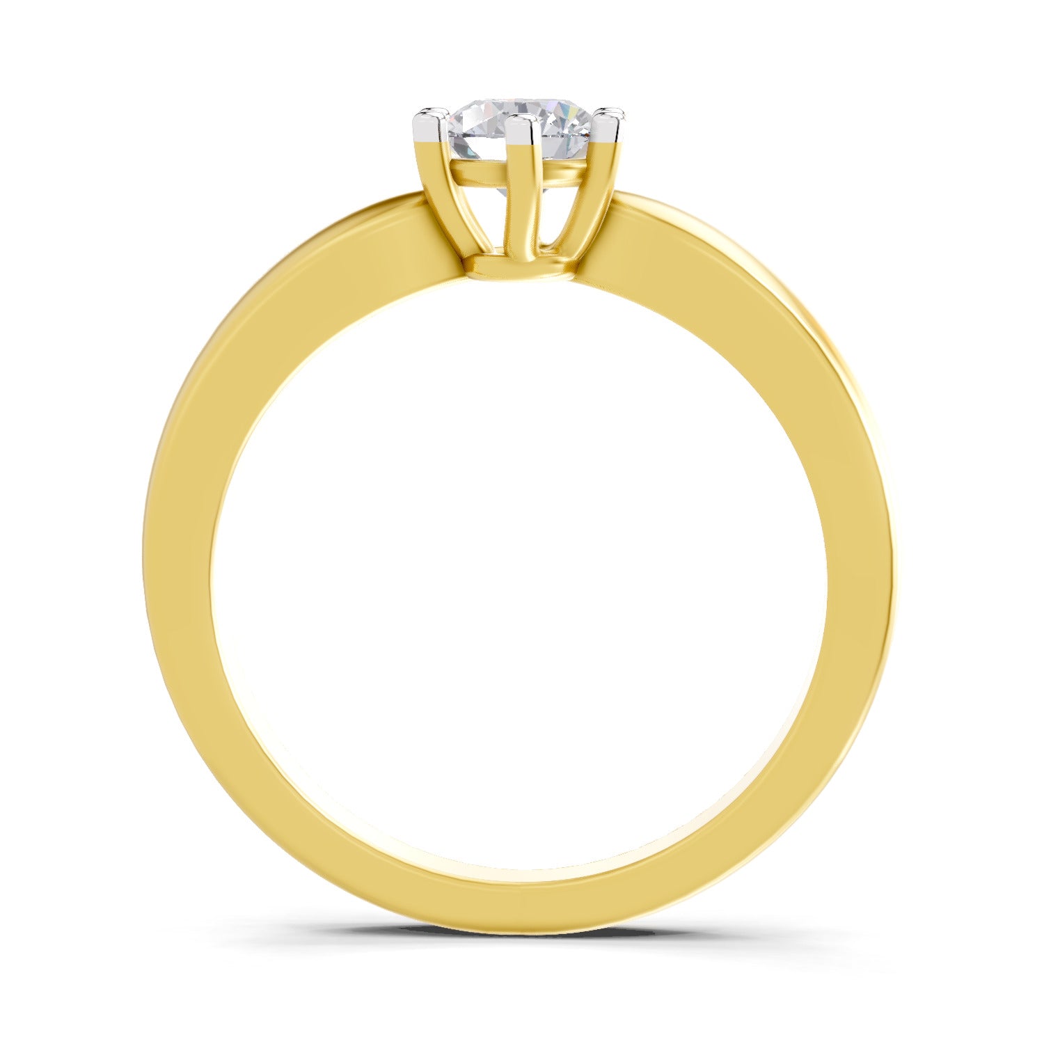 0.45 Carat Round Shape Diamond | 925 Sterling Silver Gold Plated 6 Prong Solitaire Ring