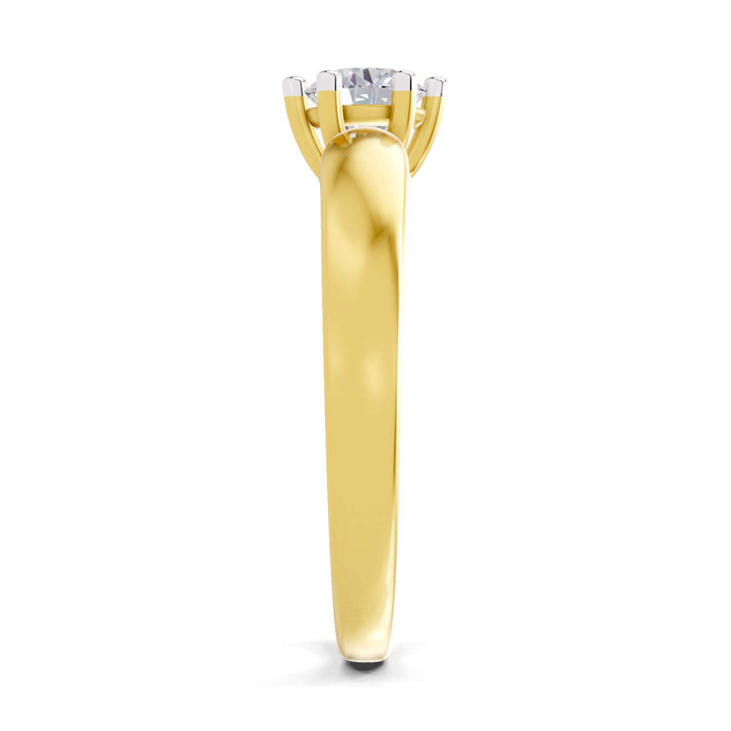 0.45 Carat Round Shape Diamond | 925 Sterling Silver Gold Plated 6 Prong Solitaire Ring