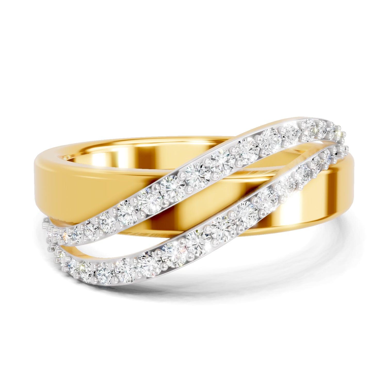 0.34 Carat  | 925 Sterling Silver Gold Plated Fashion Band Ring