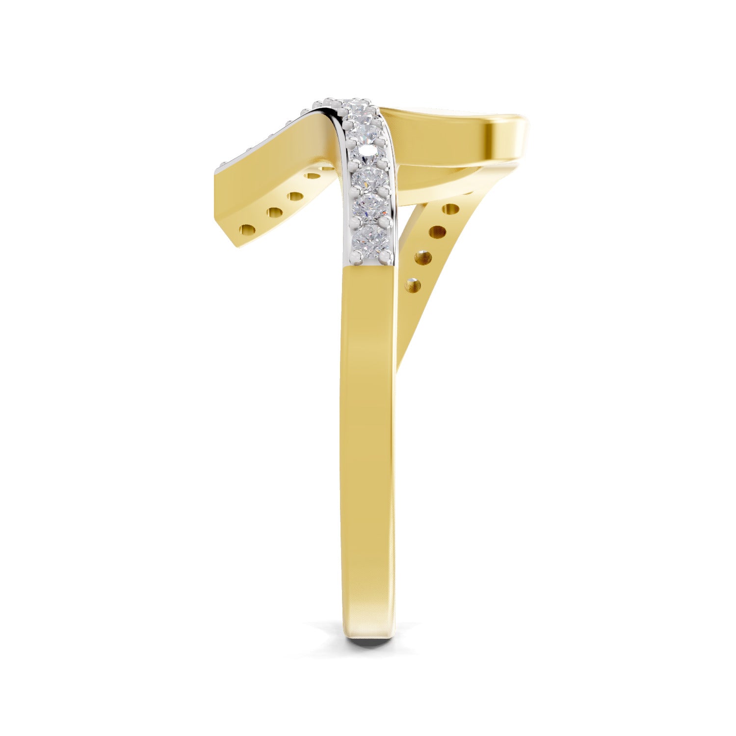 0.21 Ct Round Shape | 925 Sterling Silver Gold Plated Swirl Ring