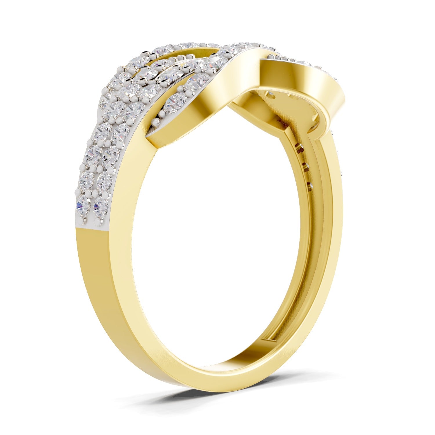0.77 Carat Round Shape Diamond | 925 Sterling Silver Gold Plated Infinity Ring