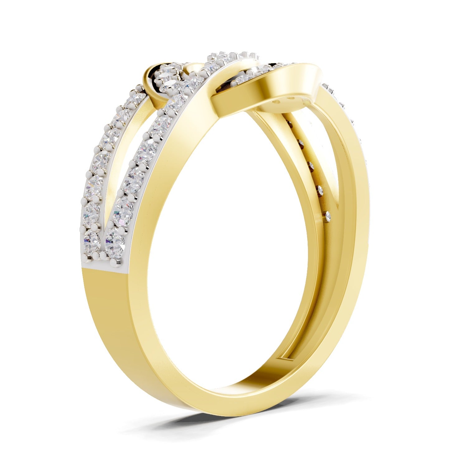 0.6 Carat Round Shape Diamond | 925 Sterling Silver Gold Plated Infinity Halo Ring