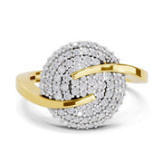 0.52 Carat Round Shape Diamond | 925 Sterling Silver Gold Plated Cluster Ring