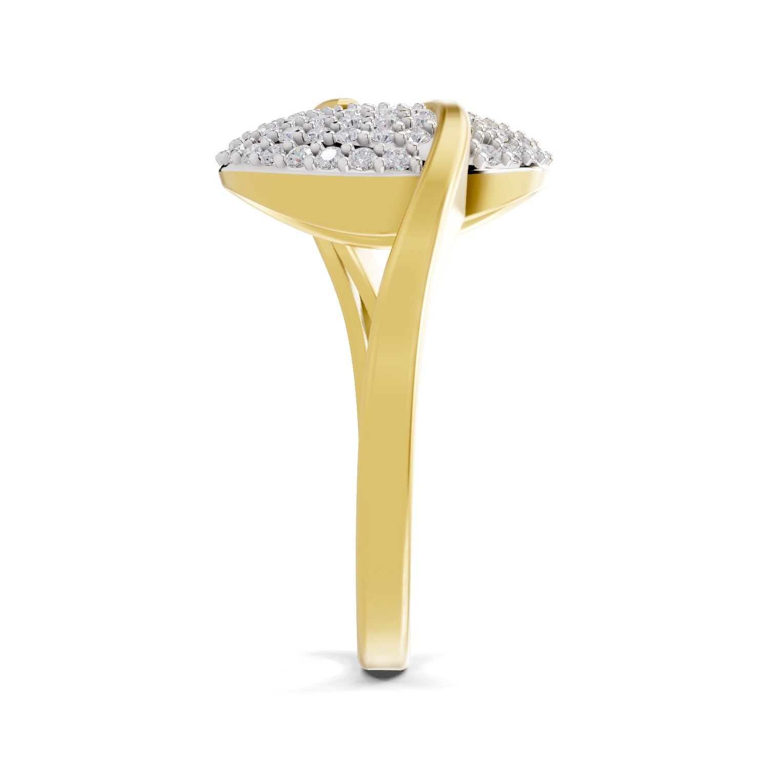 0.52 Carat Round Shape Diamond | 925 Sterling Silver Gold Plated Cluster Ring