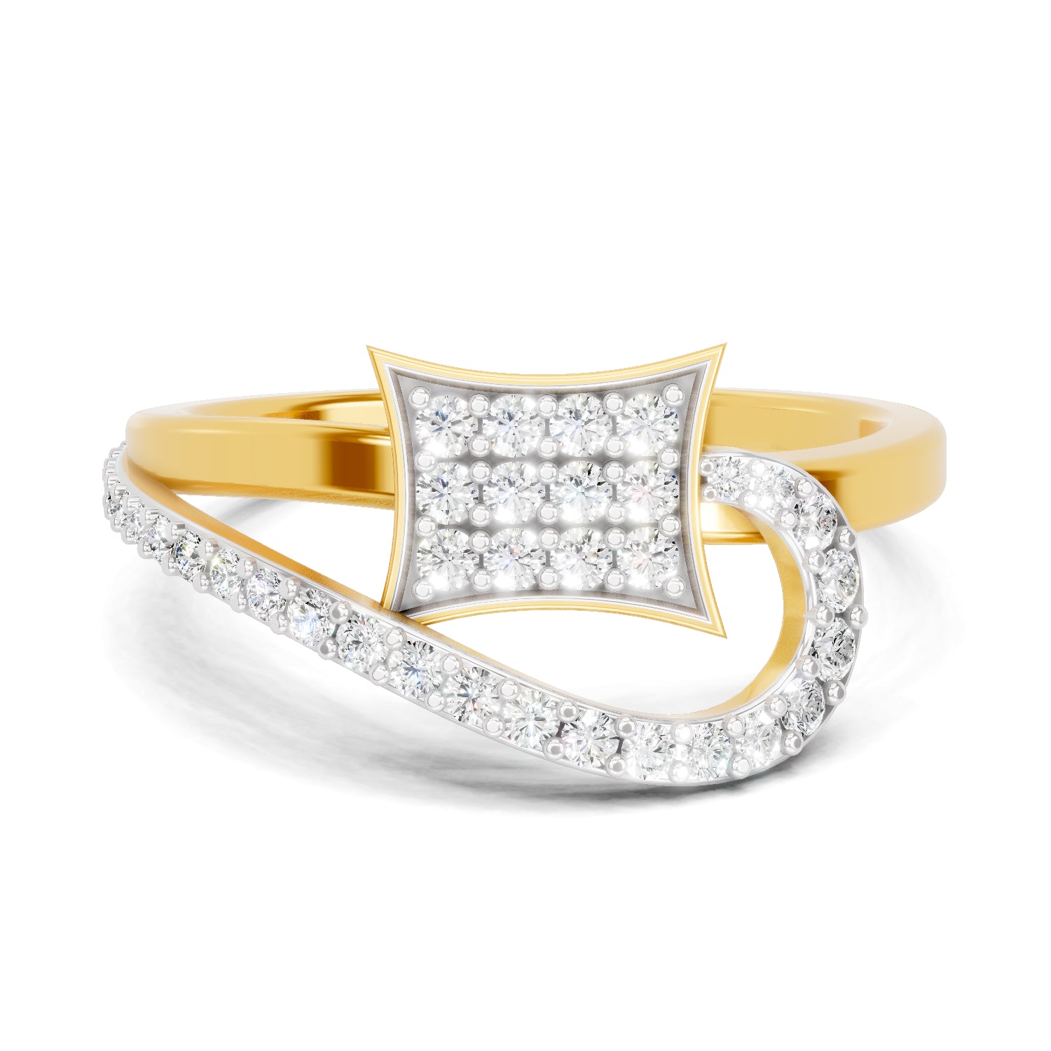 0.36 Carat | 925 Sterling Silver Gold Plated Orbit Kite Ring