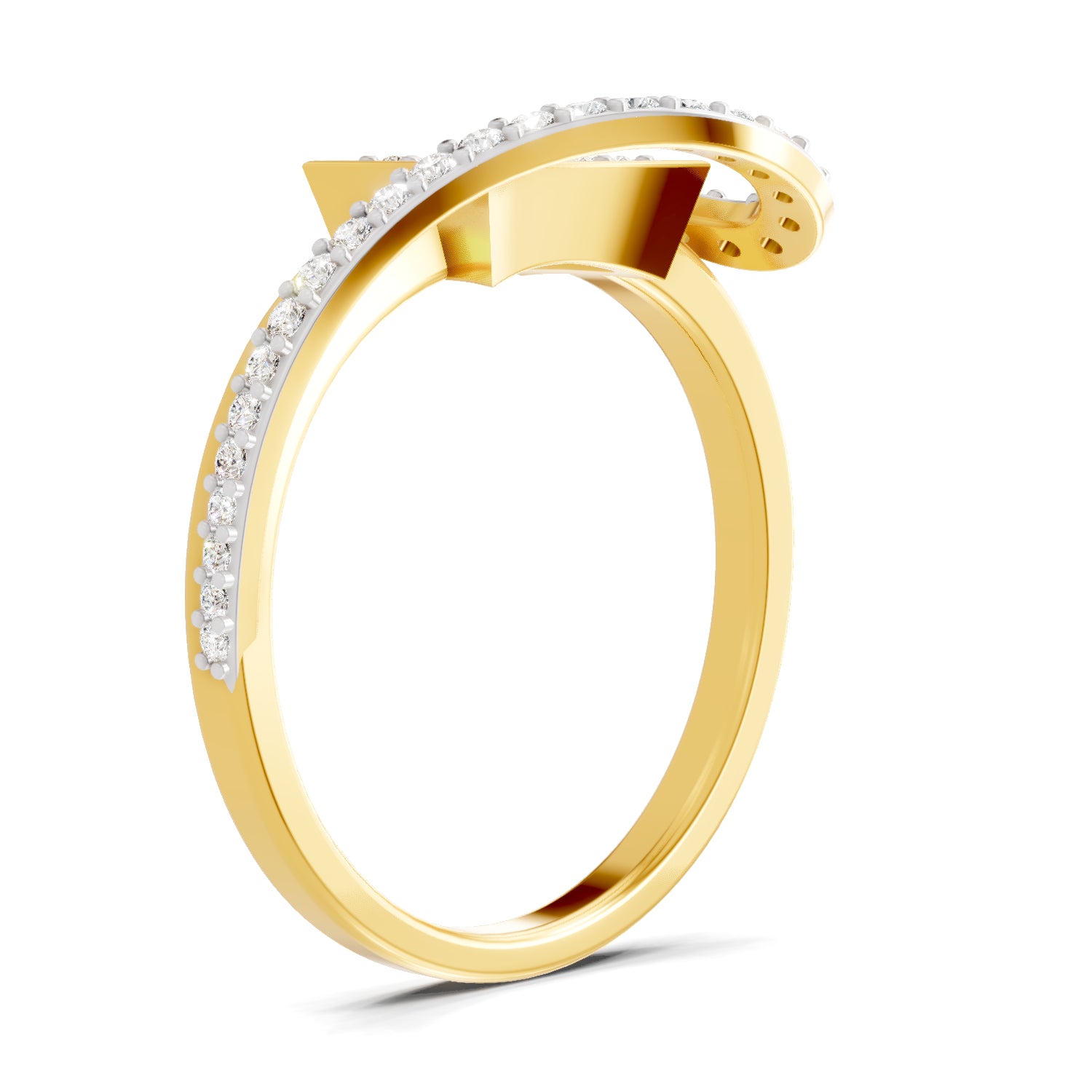 0.36 Carat | 925 Sterling Silver Gold Plated Orbit Kite Ring