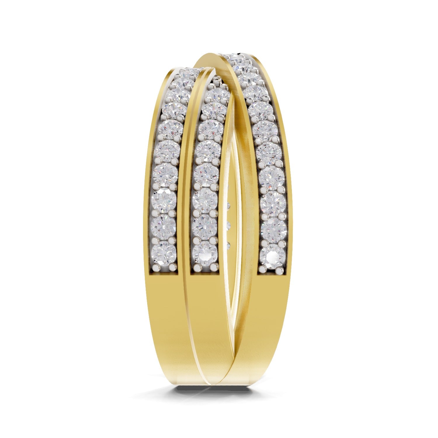 0.82 Carat Round Shape Diamond | 925 Sterling Silver Gold Plated Criss cross Ring