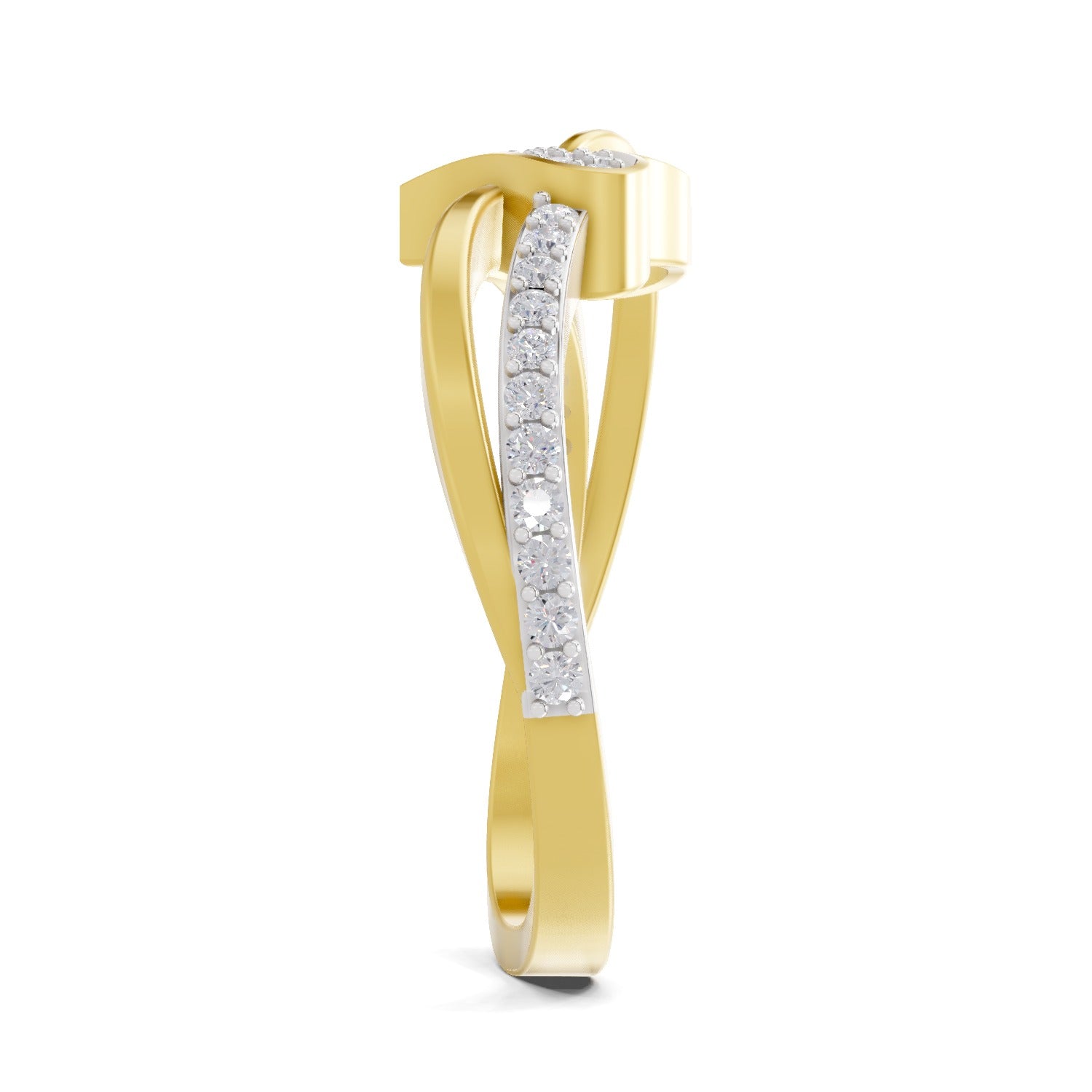 0.32 Ct Round Shape | 925 Sterling Silver Gold Plated Heart Ring
