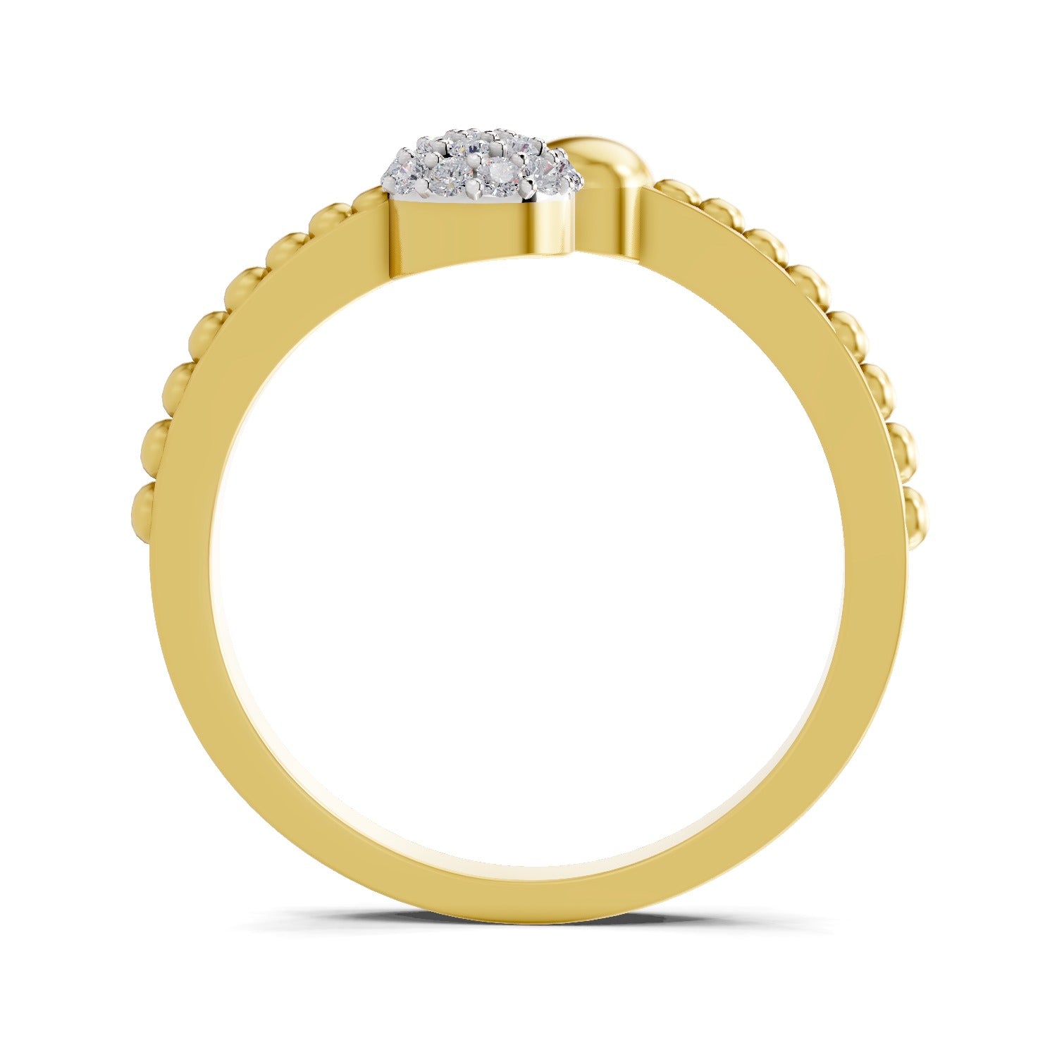 0.13 Ct Round Shape | 925 Sterling Silver Gold Plated Duo Ring