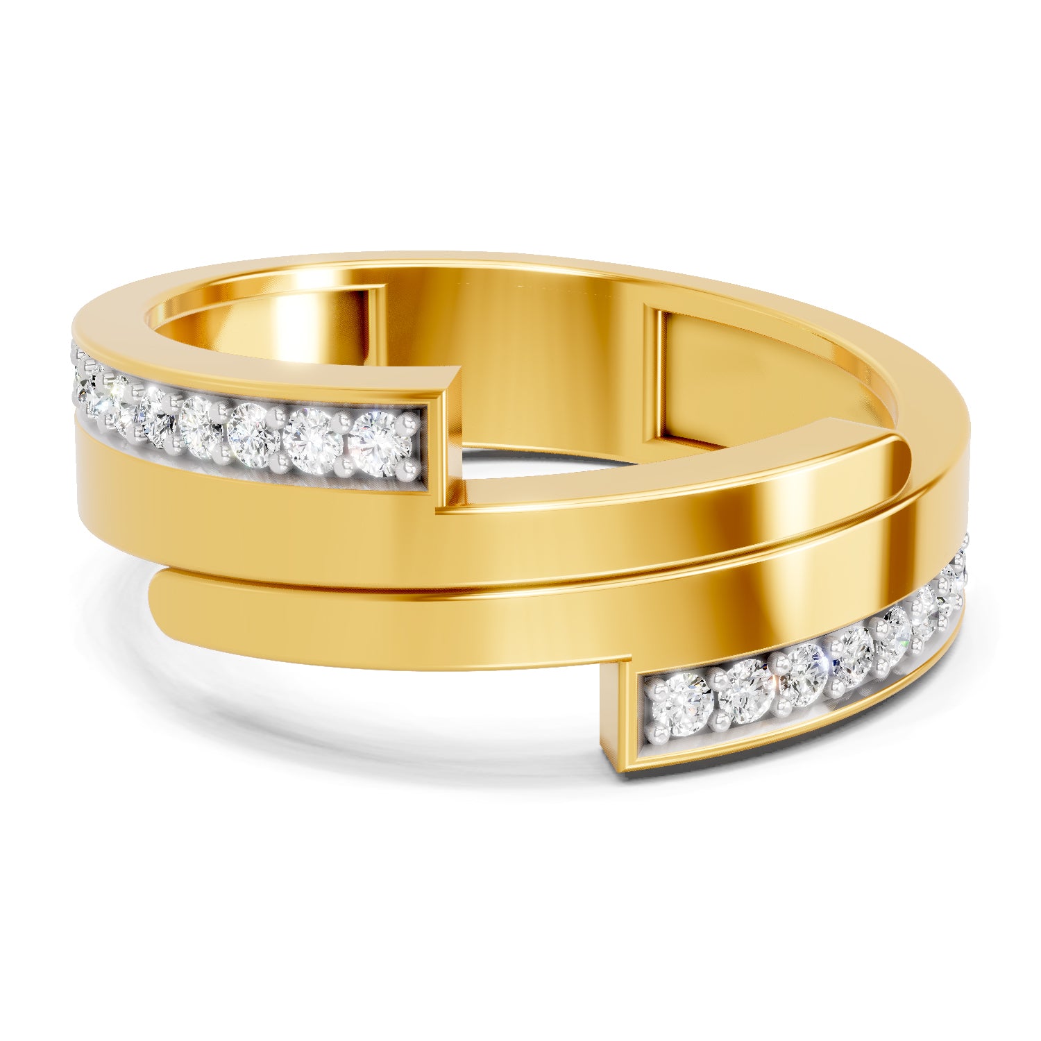 0.18 Carat  | 925 Sterling Silver Gold Plated Band Ring