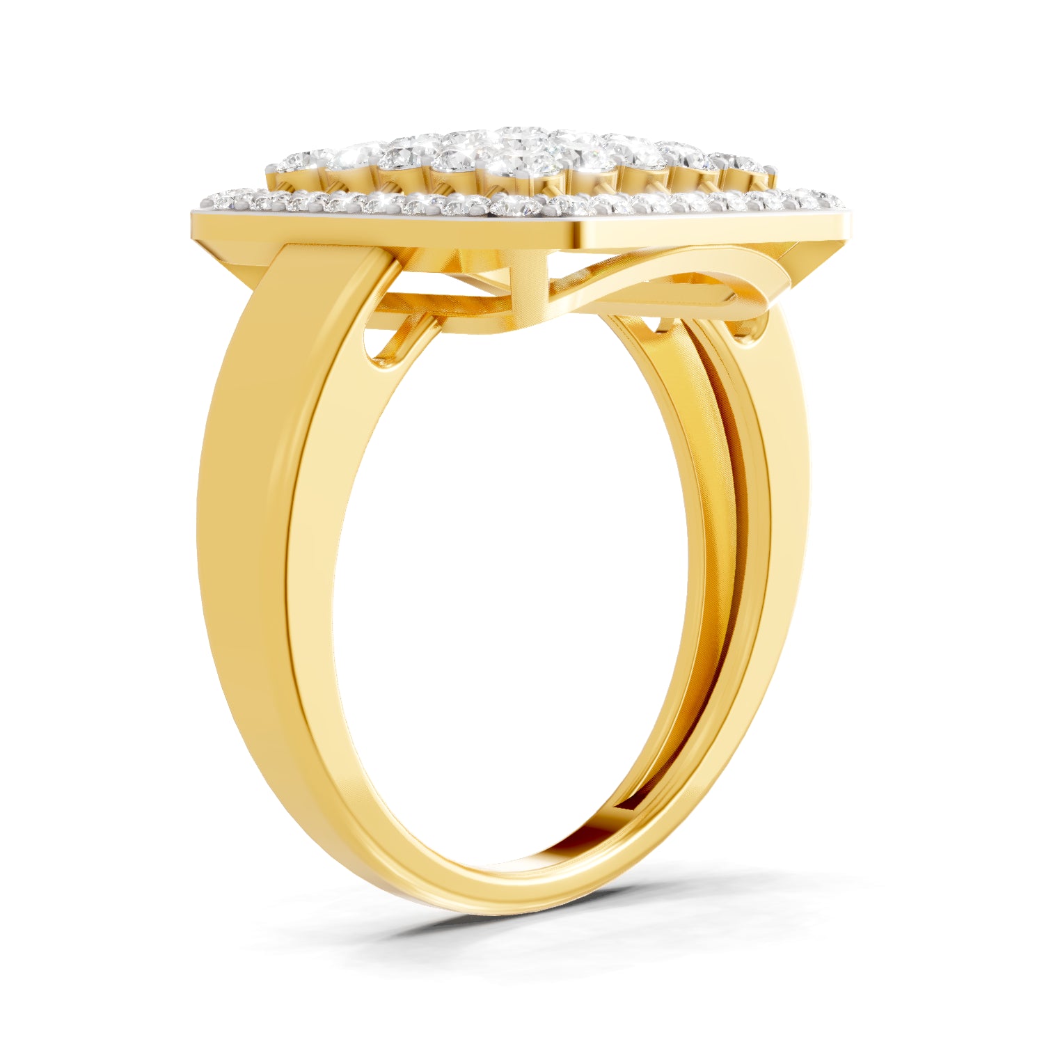 1.26 Carat | 925 Sterling Silver Gold Plated Square Cluster Halo Ring