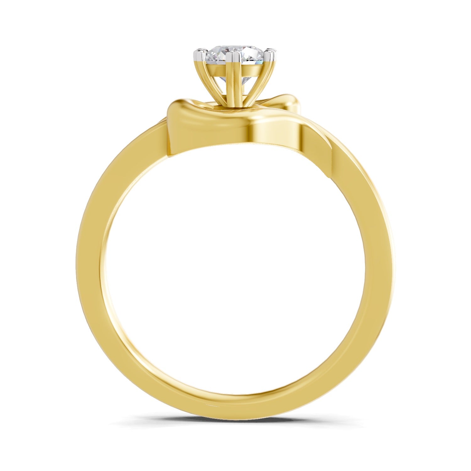 0.33 Carat Round Shape Diamond | 925 Sterling Silver Gold Plated Solitaire Swirl Ring