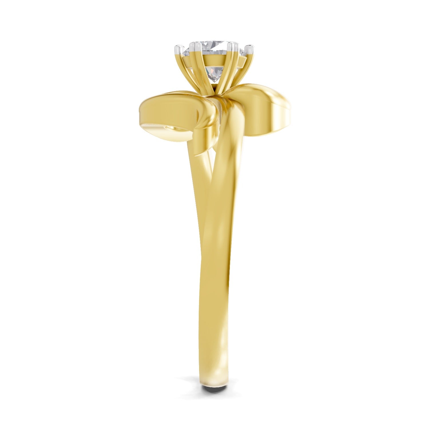 0.33 Carat Round Shape Diamond | 925 Sterling Silver Gold Plated Solitaire Swirl Ring