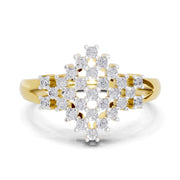 0.41 Ct Round Shape | 925 Sterling Silver Gold Plated Radiant Bloom Ring
